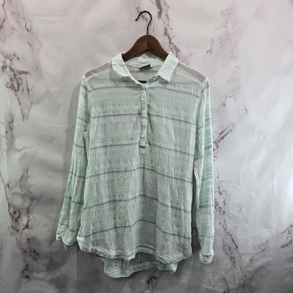 Columbia Shirt Womens Large Blue Button Up Popover Collared Pockets Cover Up